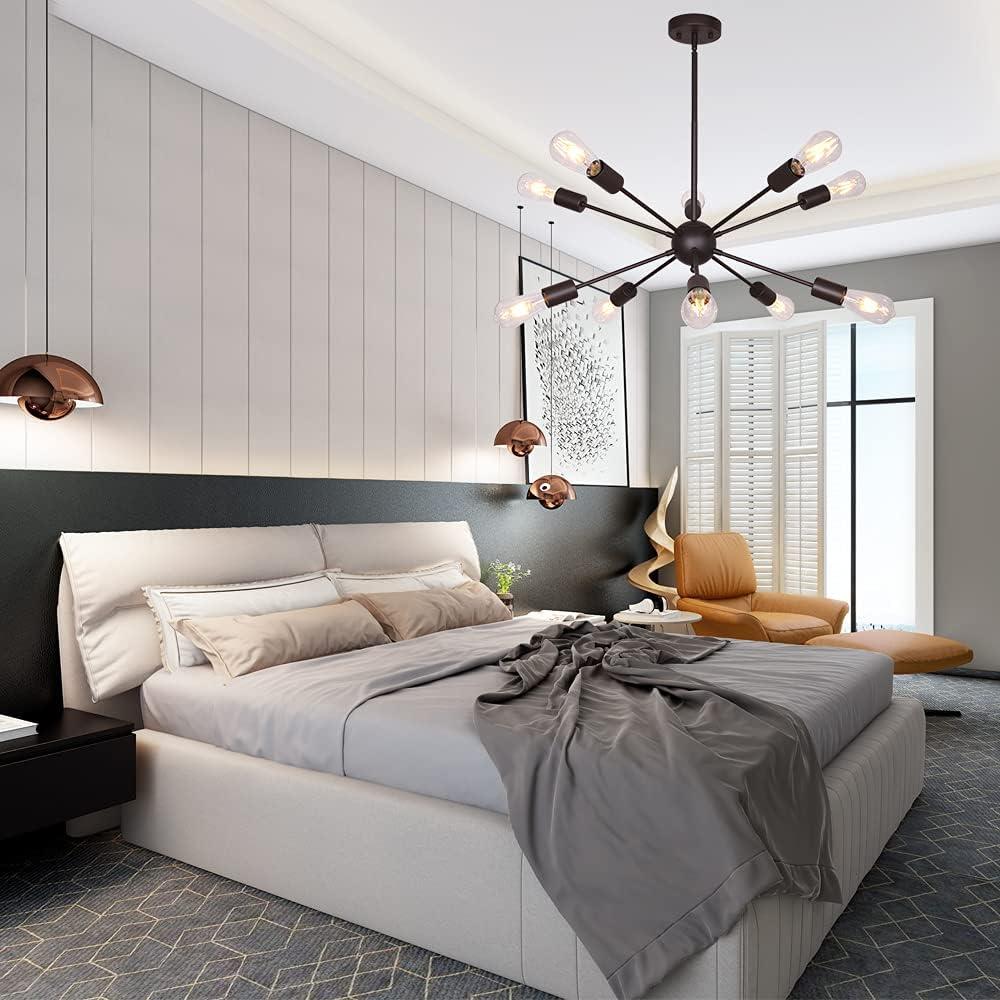 Black Metal 10-Light Sputnik Sphere Chandelier