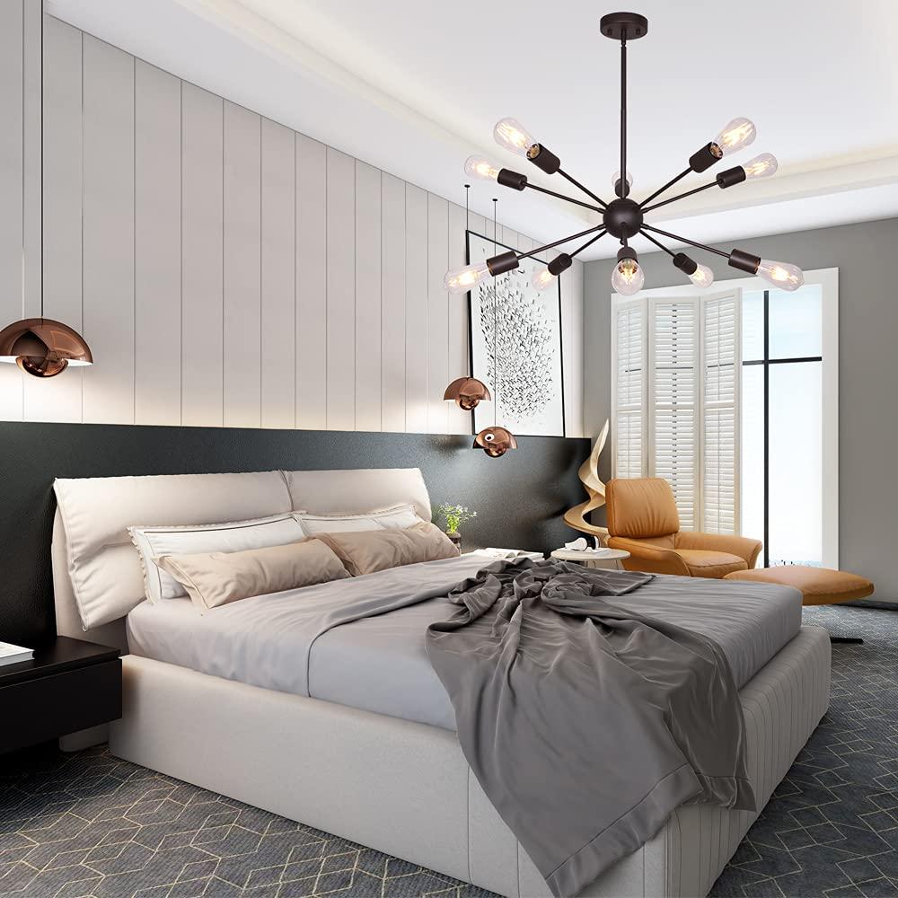 Black Metal 10-Light Sputnik Sphere Chandelier