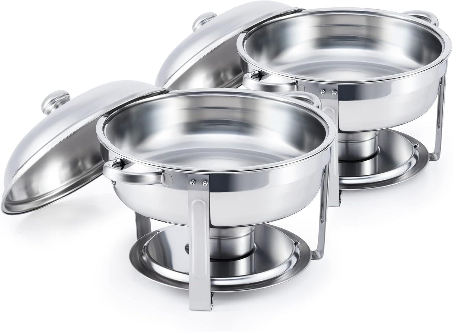 The Party Aisle™ Stainless Steel 5 Quarts Round Chafing Dish (Set of 2)