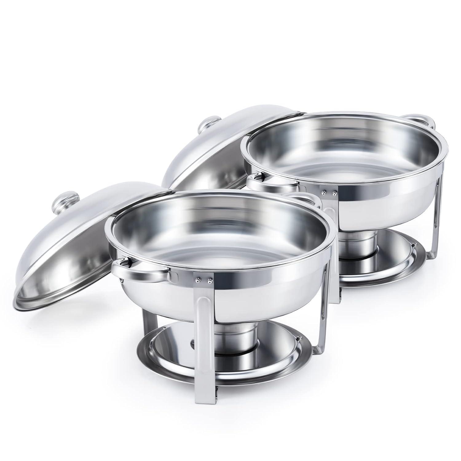 The Party Aisle™ Stainless Steel 5 Quarts Round Chafing Dish (Set of 2)