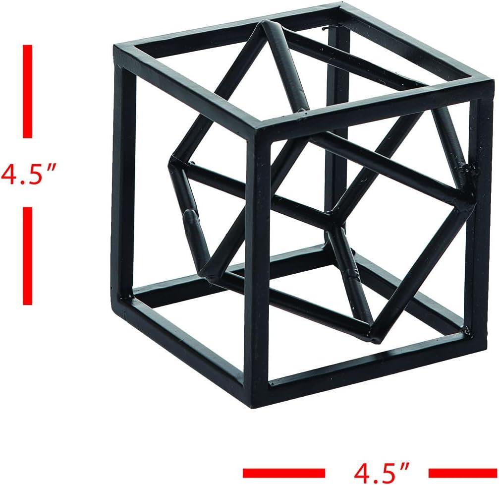 Black Geometric Cube Metal Decorative Sculpture