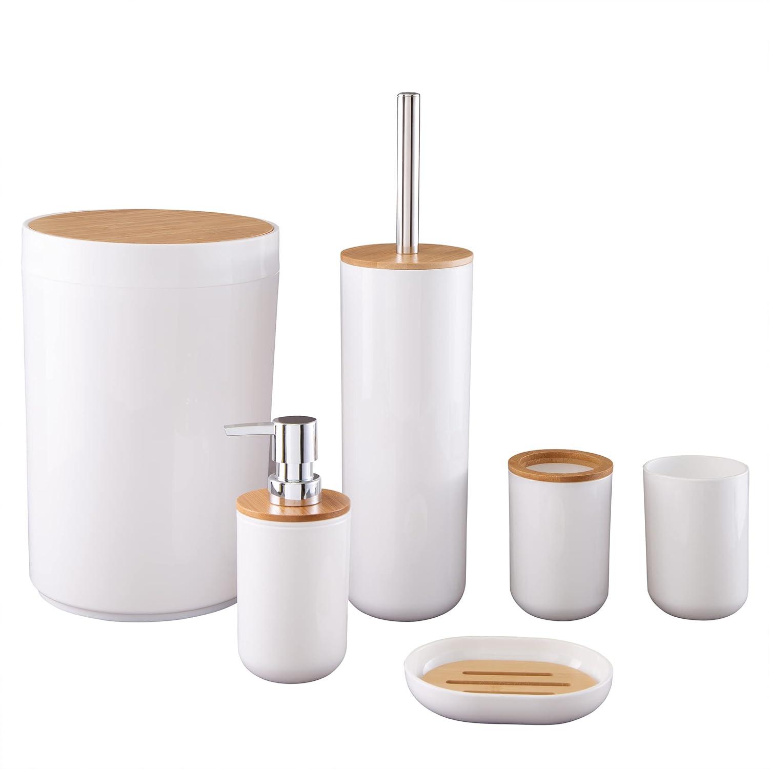 Home-Complete 6-Pc Bathroom Accessories Set, White
