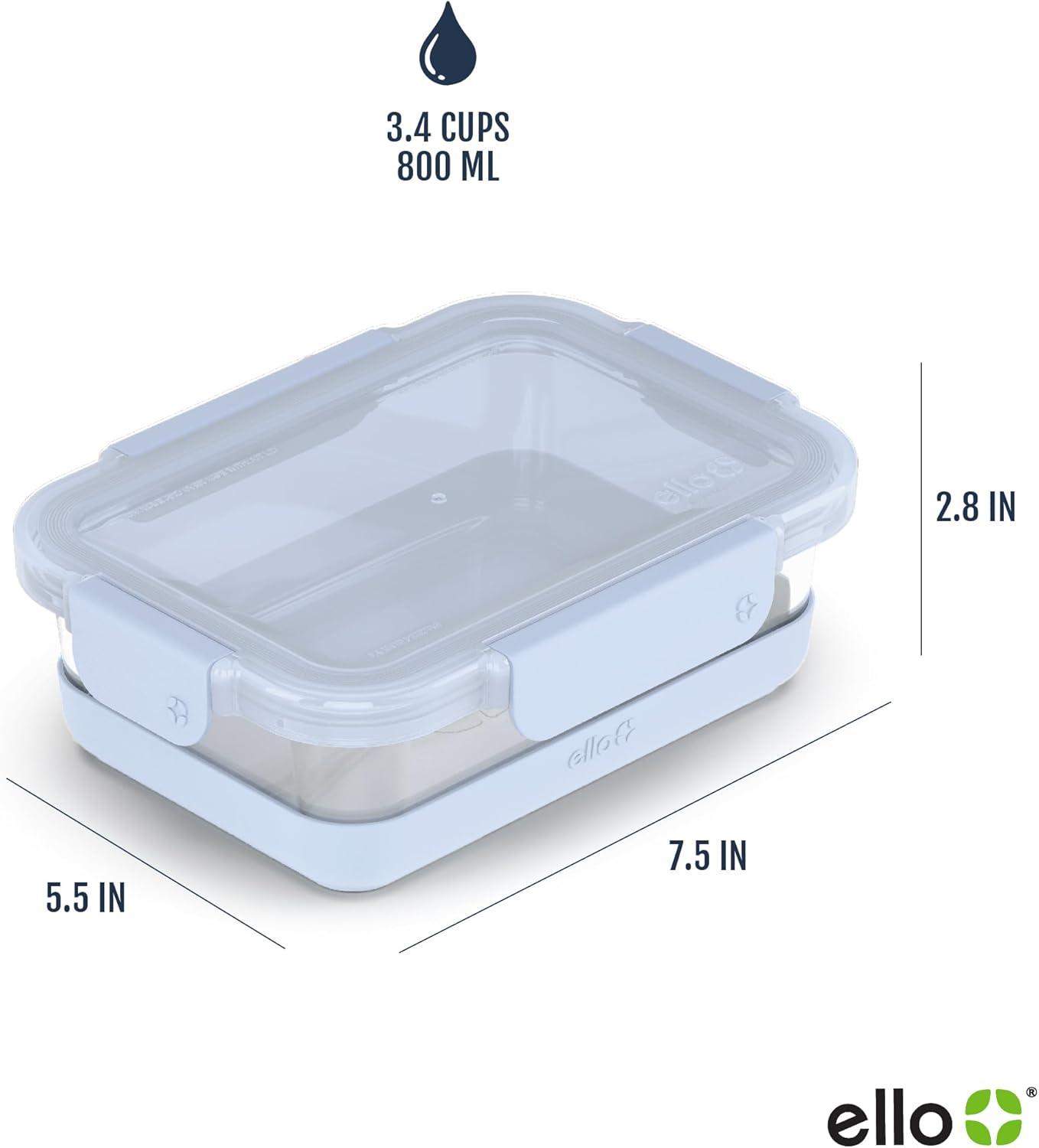 Ello 10-Piece Halogen Blue Glass Meal Prep Storage Set