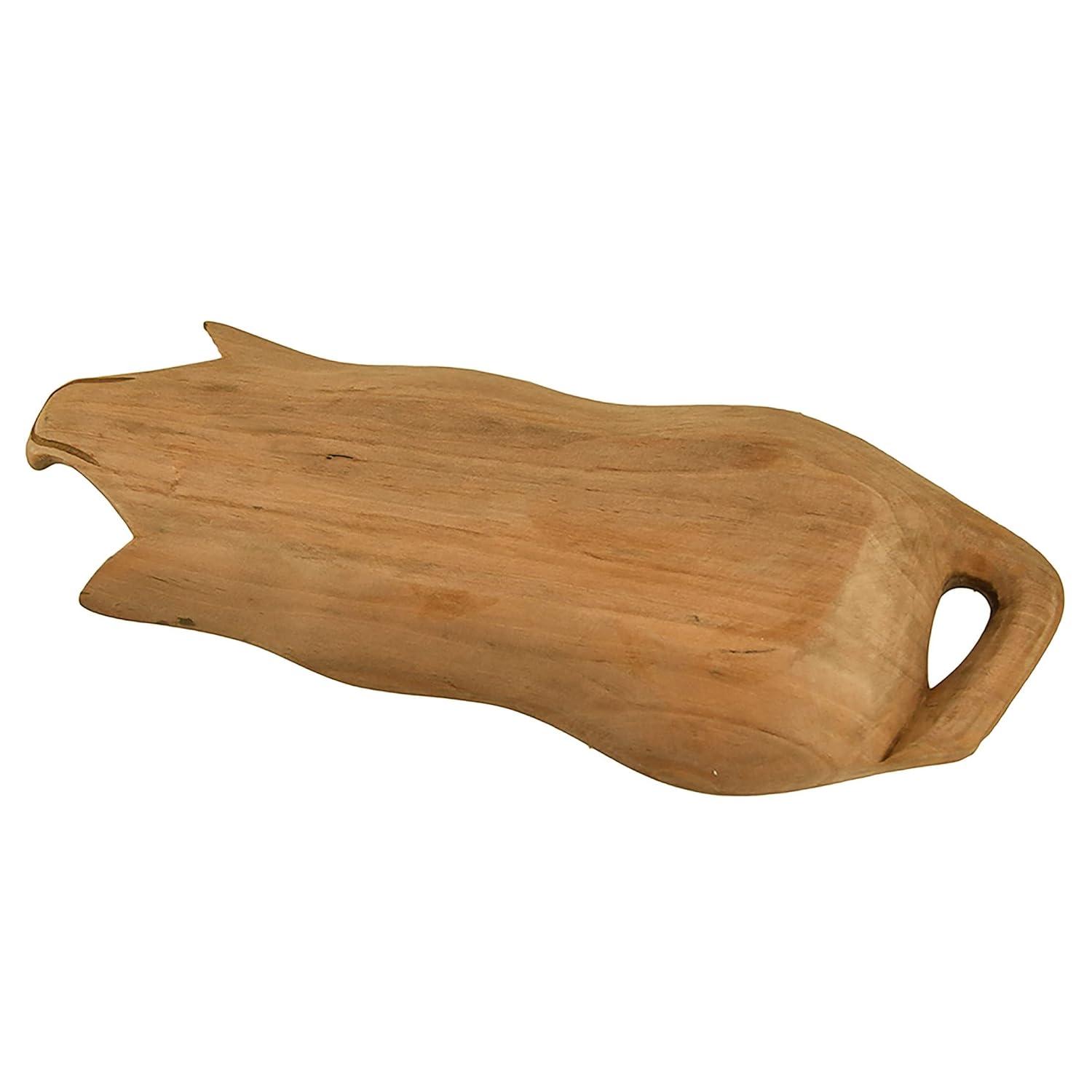 Zeckos Hand Carved Pig Shaped Decorative Wood Serving Tray 15 inch