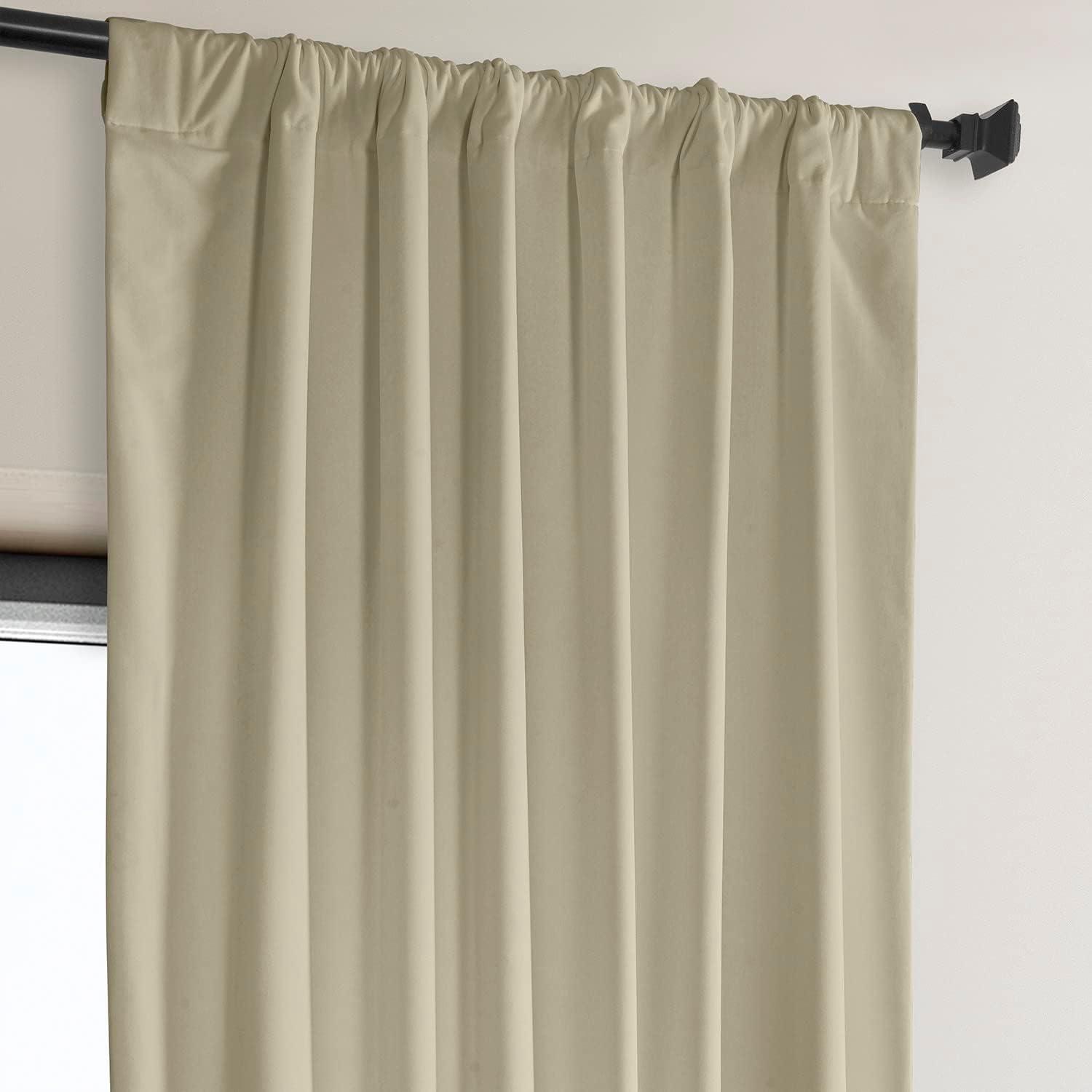 HPD Half Price Drapes Heritage Plush Velvet Curtains 84 Inches Long Room Darkening Curtains for Bedroom & Living Room 50W x 84L, (1 Panel), Macchiato Beige