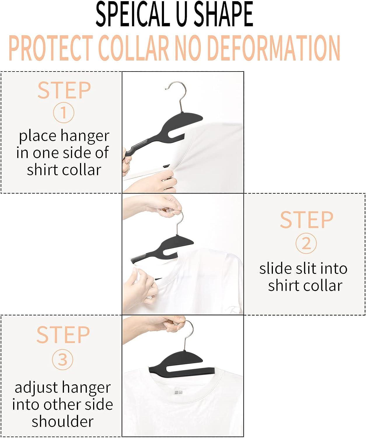 50PK Coat Hangers Non Slip - Space Saving Plastic Clothes Hangers, Slim Pant Hangers, U-Slide, Heavy Duty, 360°Swivel Hook, White