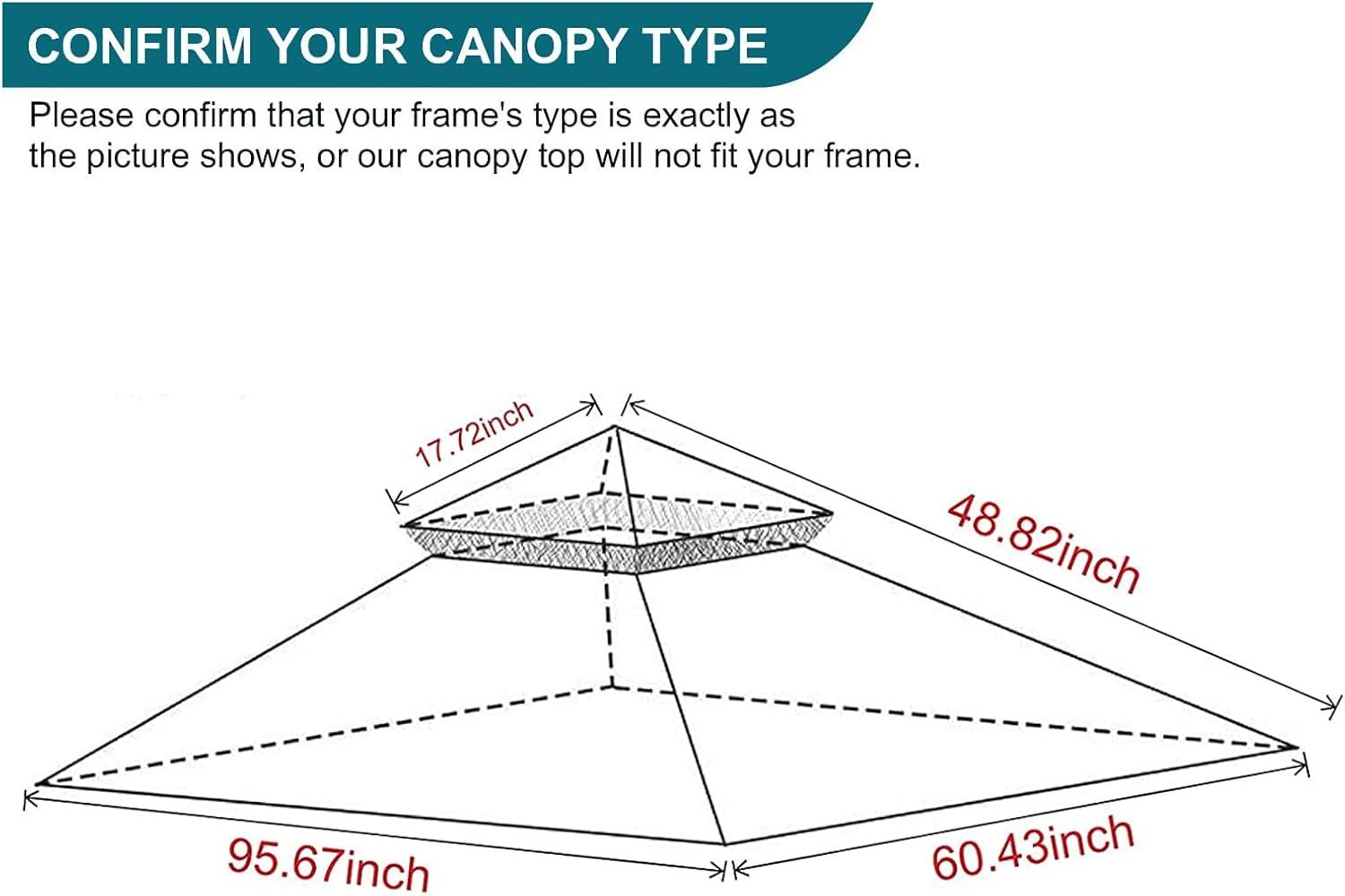 Khaki Double Tiered Grill Gazebo Replacement Canopy Top