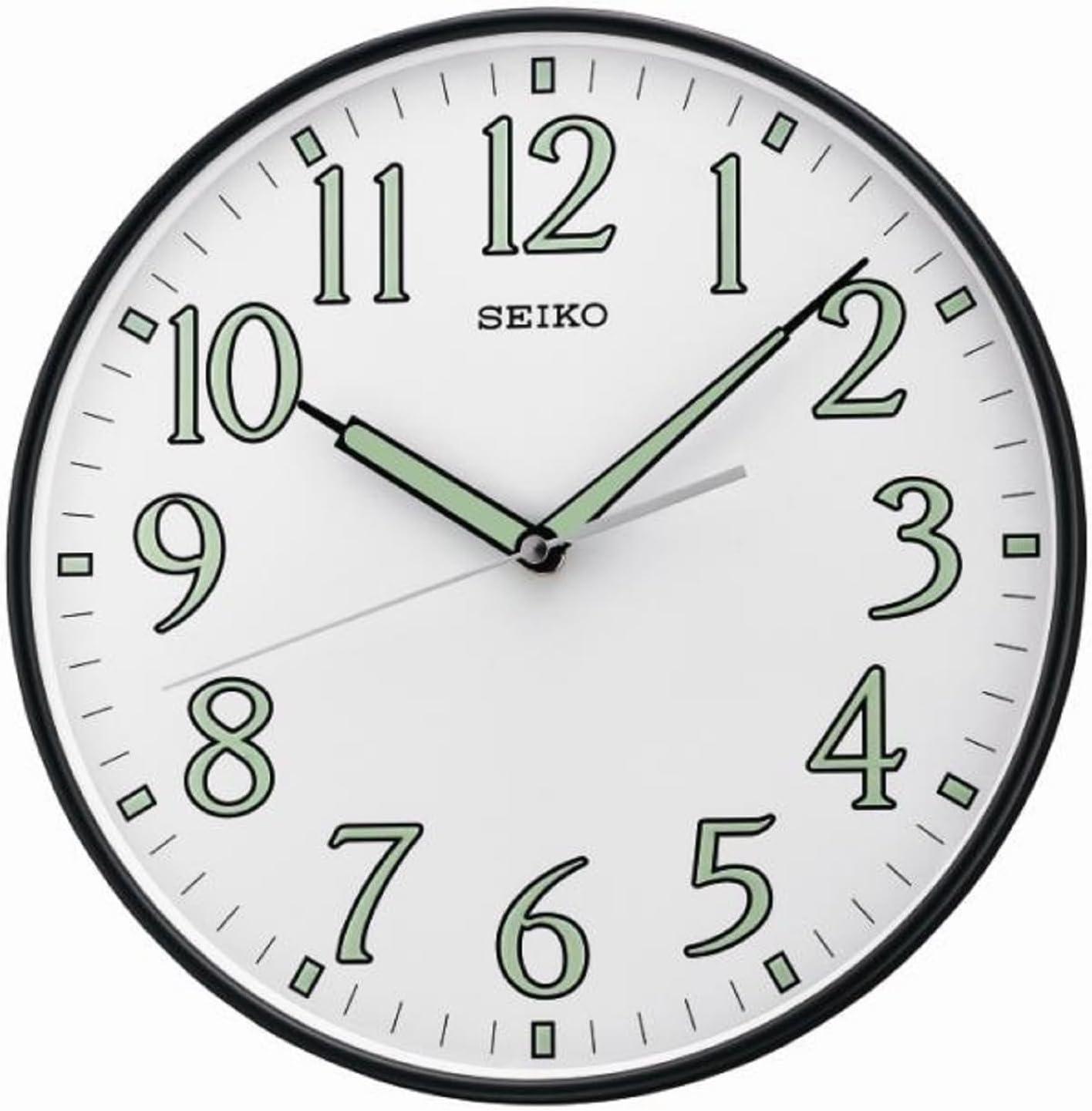 Seiko 12 Inch Black Framed Luminous Wall Clock