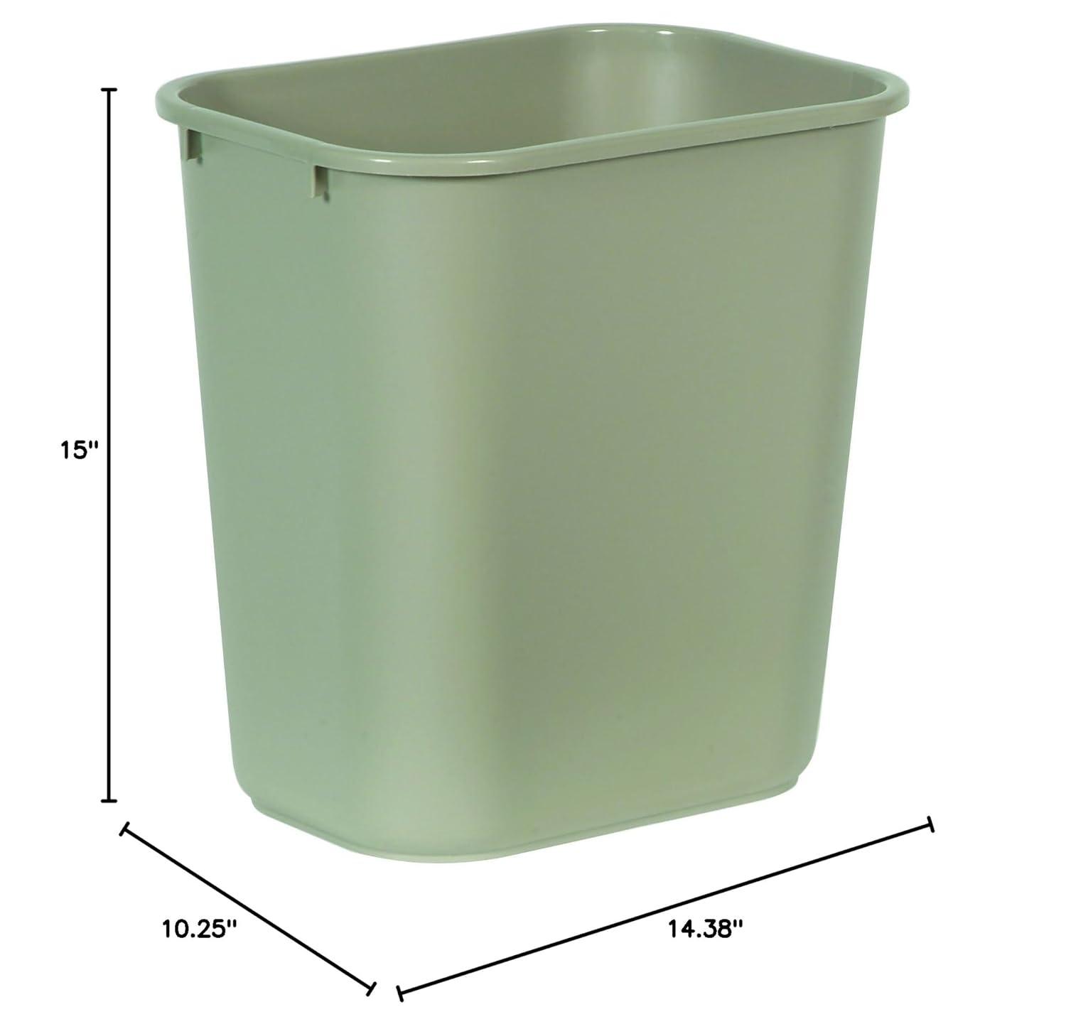 Beige 28-Quart Rectangular Plastic Office Wastebasket