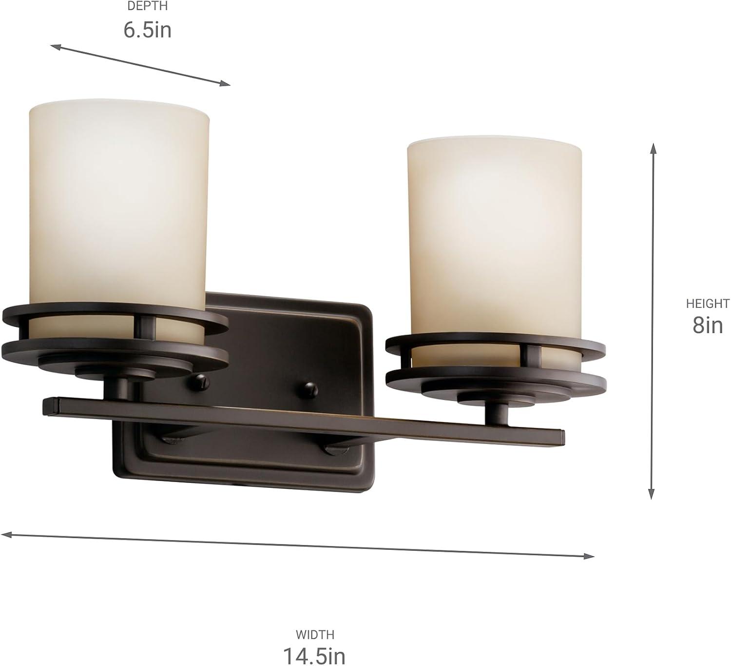 Hendrik 14.5" Bronze 2-Light Wall Sconce with White Shades