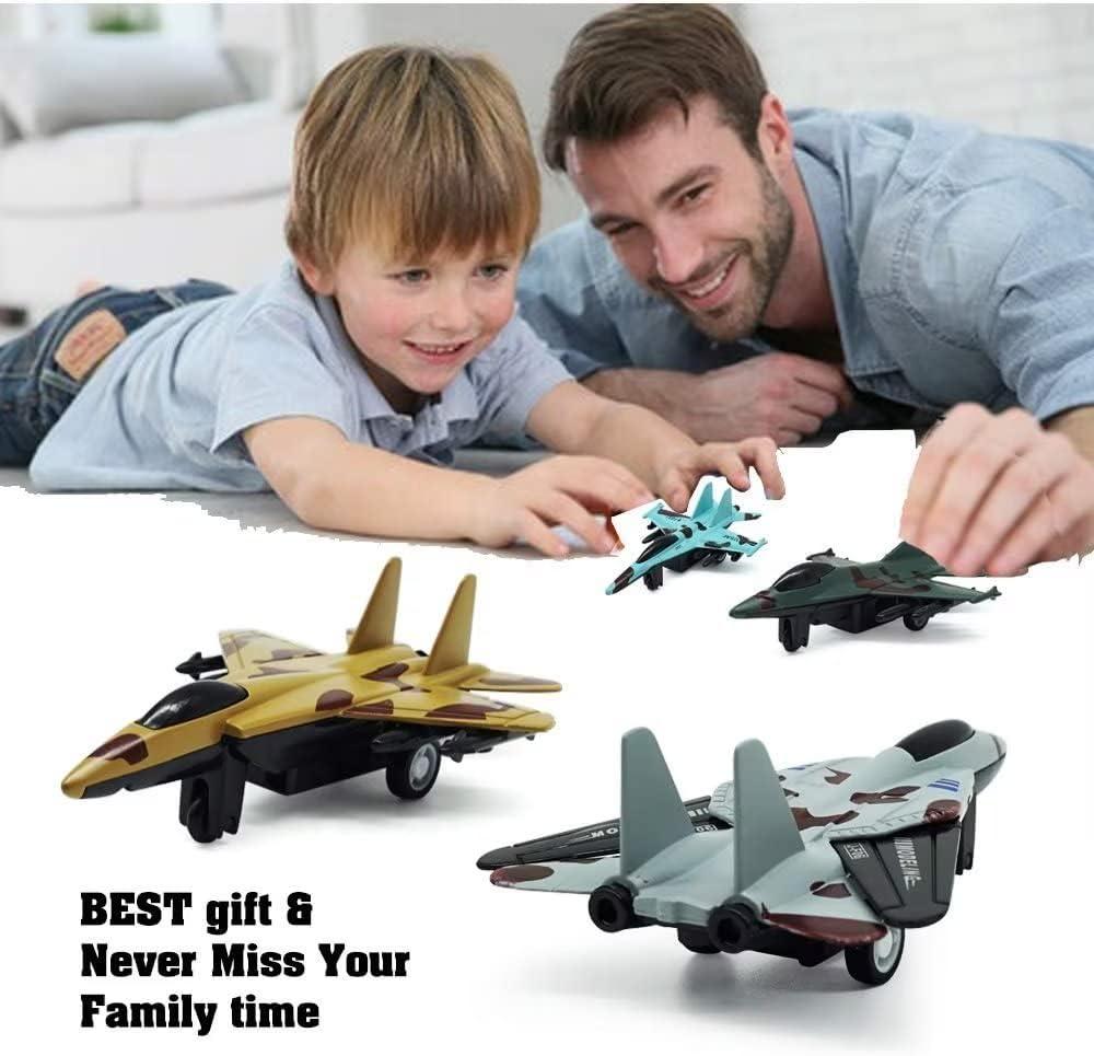 4PCS Diecast Fighter Jets Pullback Airplane Toys Military Plane Fighter Toys Alloy Mini Air Force Kids Playset Birthday Xmas Gifts for Boys and Girls