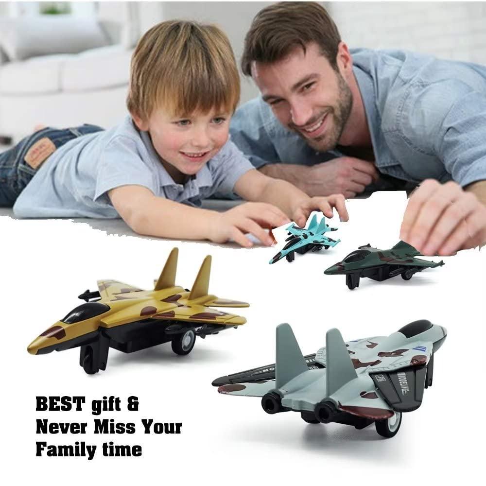 4PCS Diecast Fighter Jets Pullback Airplane Toys Military Plane Fighter Toys Alloy Mini Air Force Kids Playset Birthday Xmas Gifts for Boys and Girls