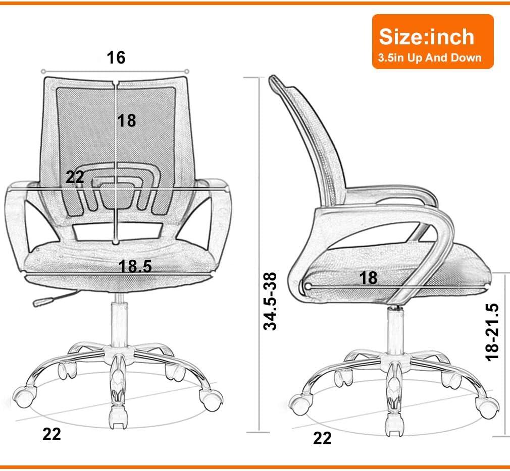 BestOffice Ergonomic Office Chair, Lumbar Support, Adjustable Height with Armrests for Adults(Black)