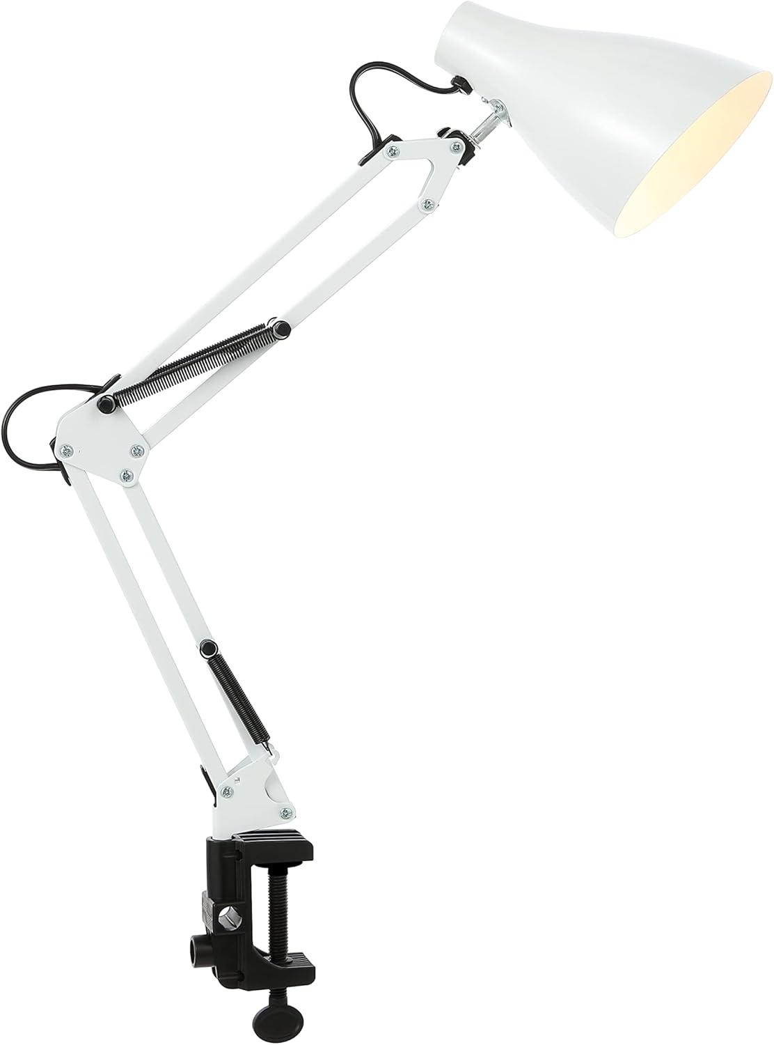 Odile 28.5" Classic Industrial Adjustable Articulated Clamp-On LED Task Lamp, White