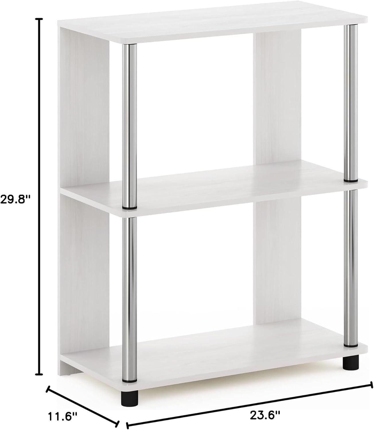 Furinno Simple Design 3-Tier Decorative Bookshelf Industrial Open Bookcase Display Shelf Storage Rack,White Oak