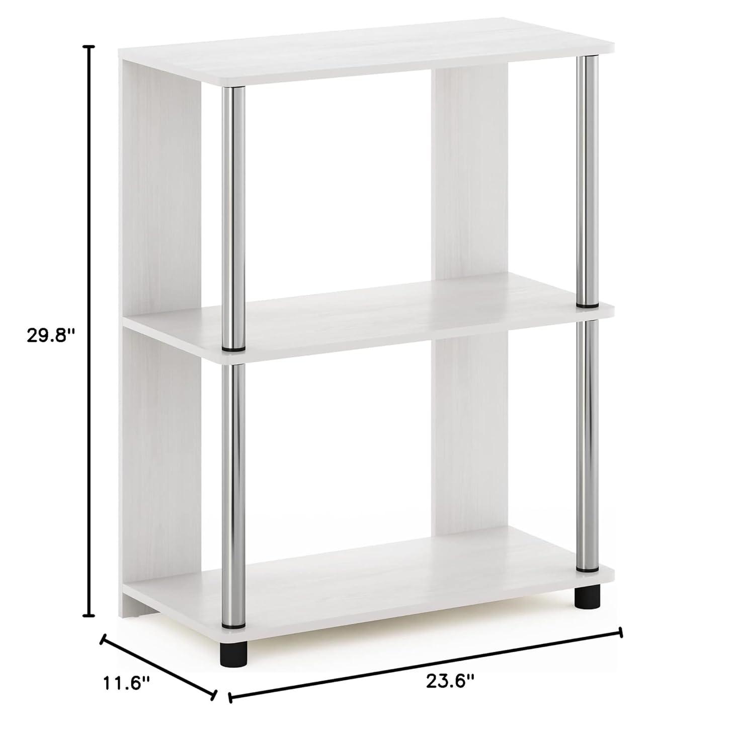 Furinno Simple Design 3-Tier Decorative Bookshelf Industrial Open Bookcase Display Shelf Storage Rack,White Oak