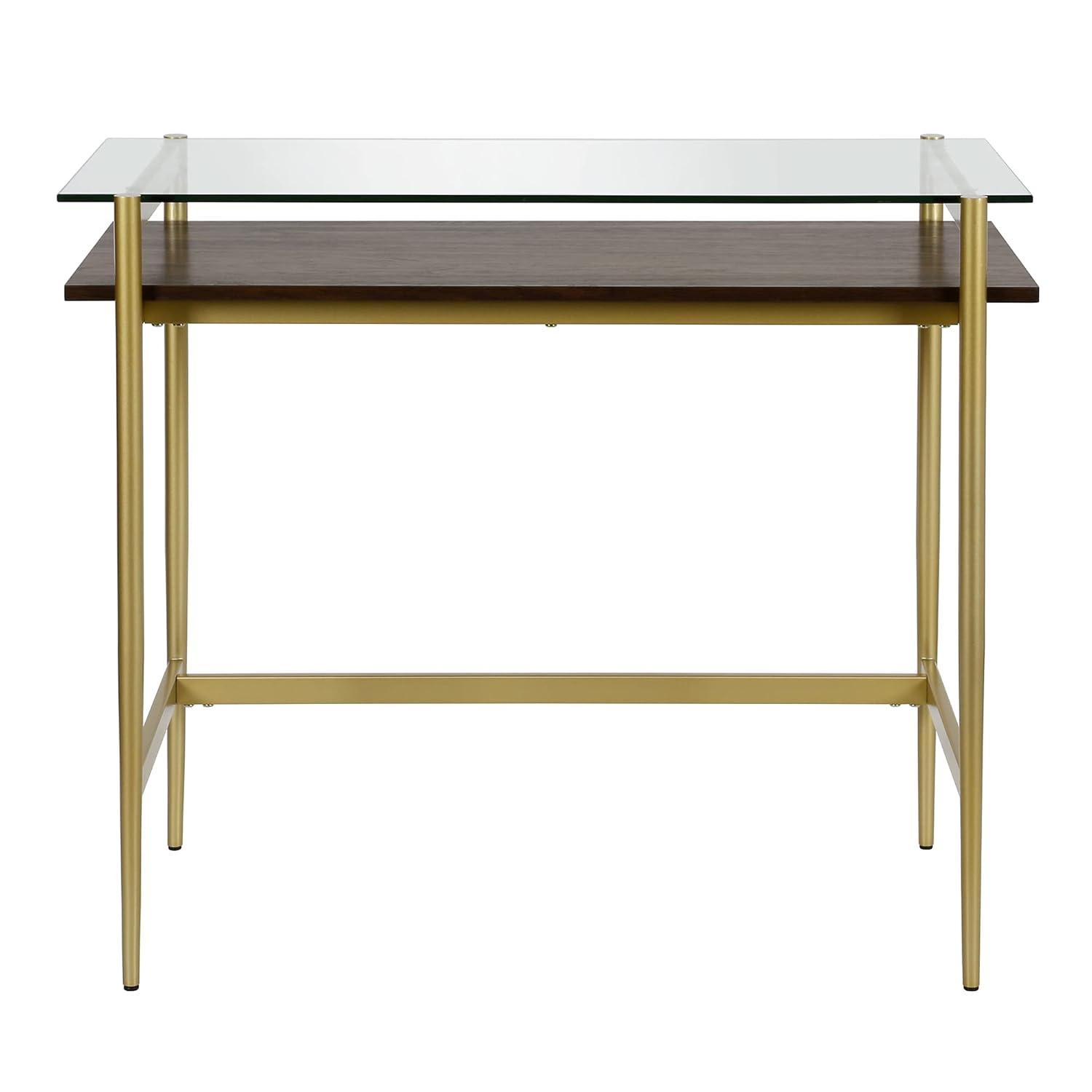 36" Black Bronze Desk with Black Woodgrain Shelf - Henn&Hart