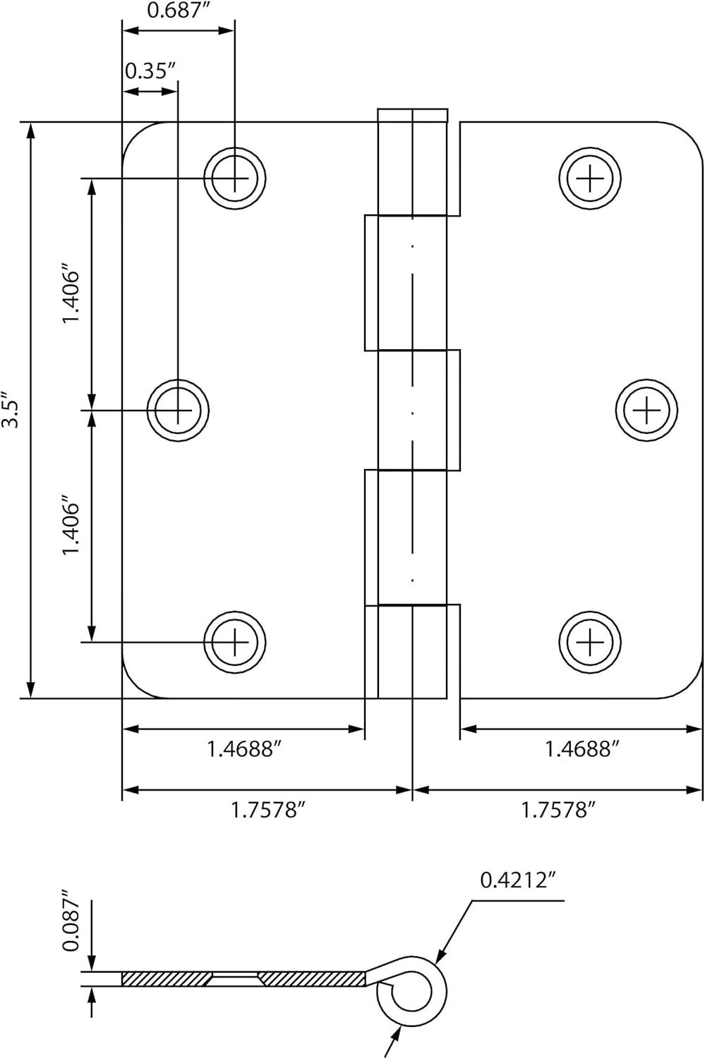 Oil-Rubbed Bronze 3-1/2" Steel Door Hinges, 2-Pack