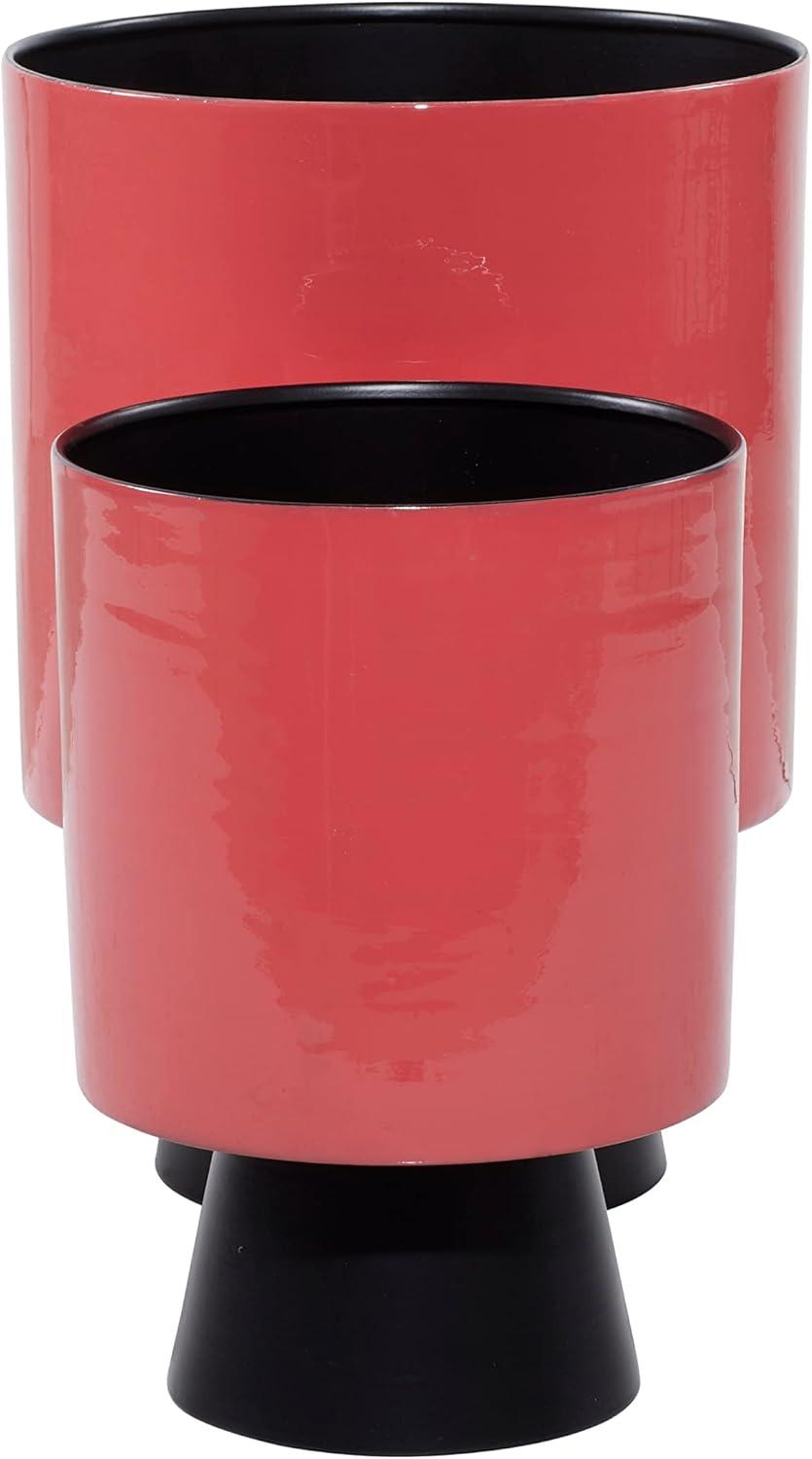 DecMode 14", 11" Gray Metal Modern Planter, 1 - Piece
