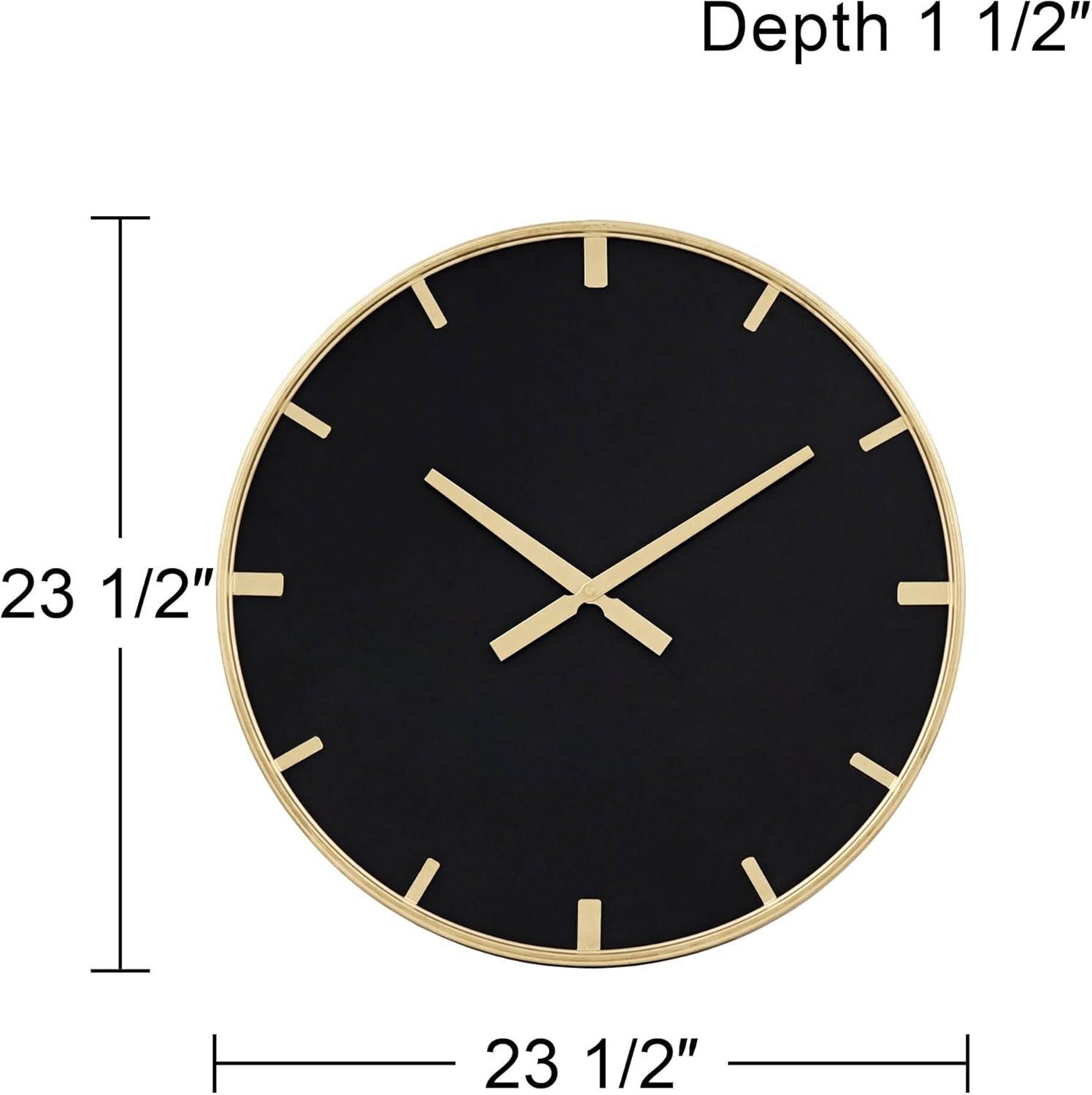 Canterbury 23.5" Gold and Glossy Black Round Wall Clock