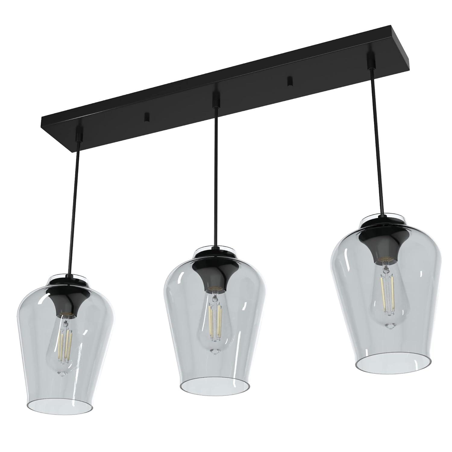 Hunter - Vidria 3-light Matte Black, Large Cluster Light, Dimmable, Formal Style, for Bedrooms, Kitchens, Dining, Living Rooms - 19726