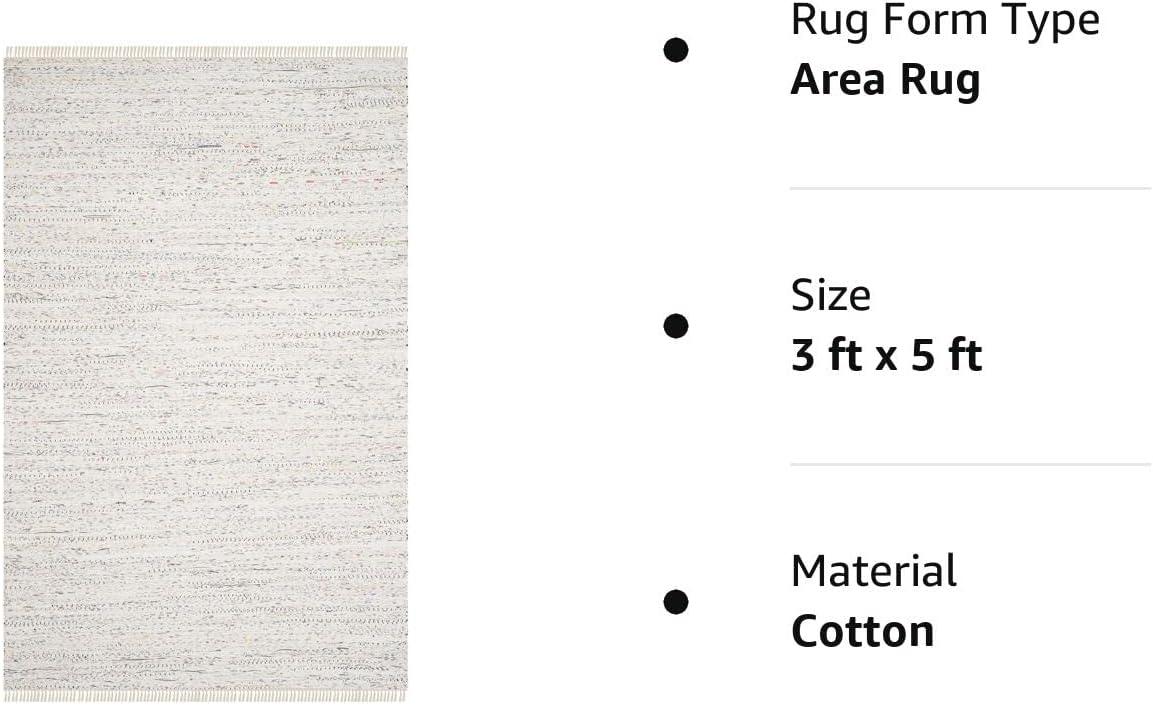 Rag Rug RAR121 Hand Woven Indoor Accent Rug - 3'x5' - Ivory/Multi - Safavieh