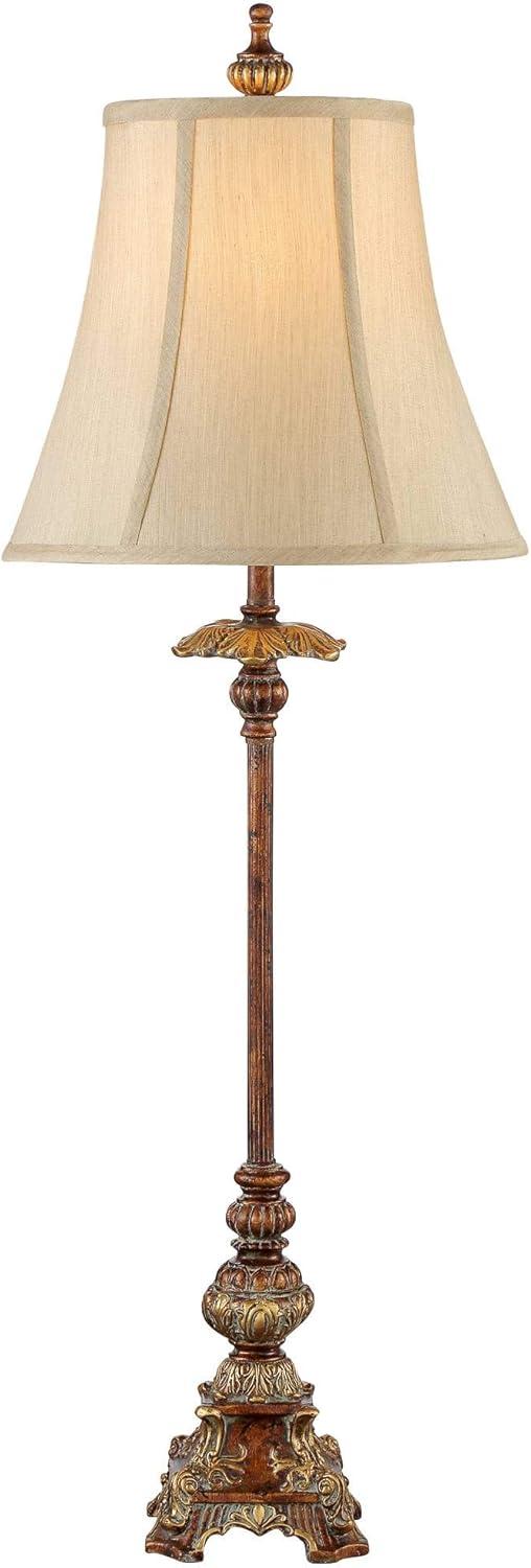 Regency Hill Juliette 36 1/2" Tall Skinny Large Buffet Traditional End Table Lamps Set of 2 Brown Light Bronze Finish Living Room Bedroom Bedside