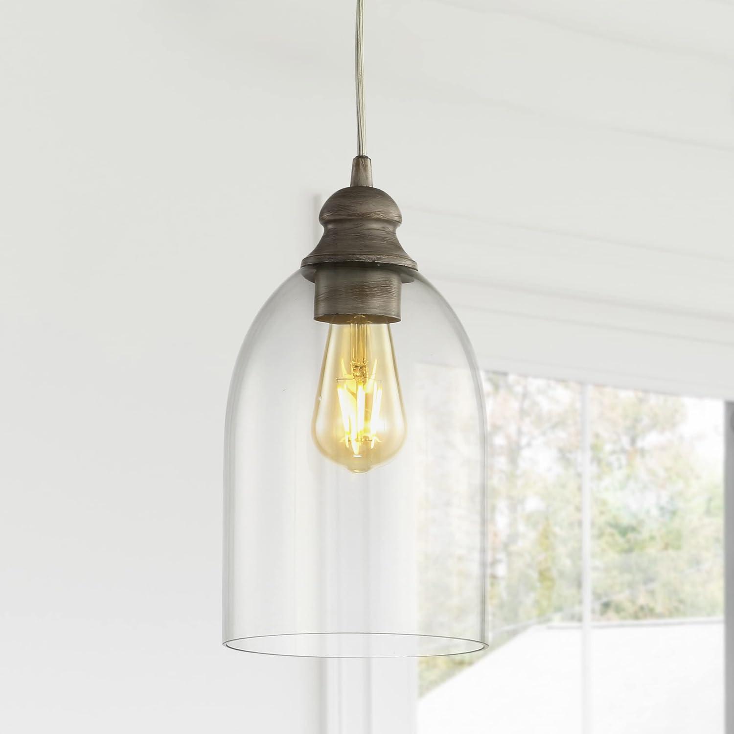 Fontaine 6.25" Adjustable Greige Glass LED Pendant Light