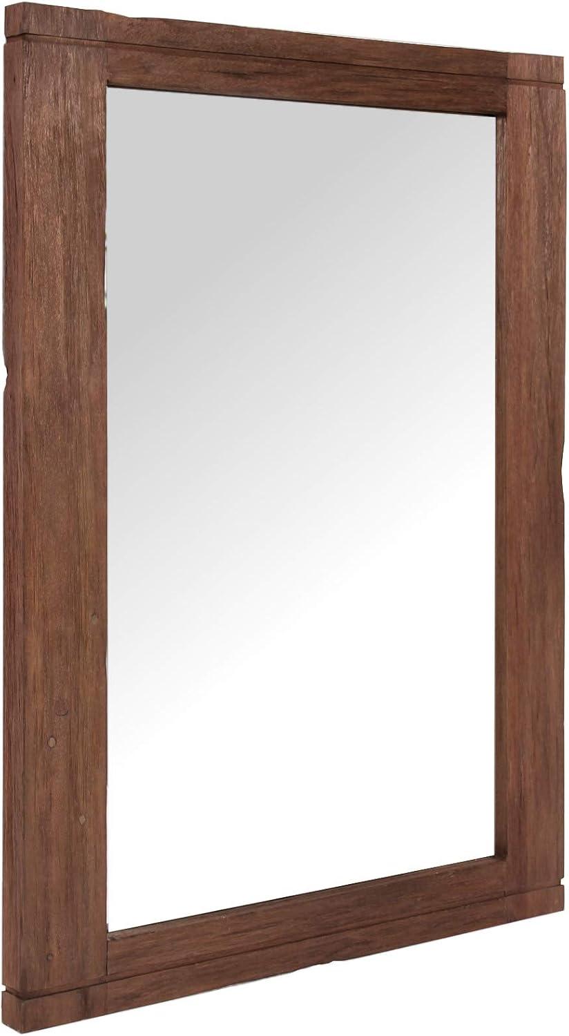 Kai & Kayden Reclaimed Brown Wood 34"x24" Traditional Mirror