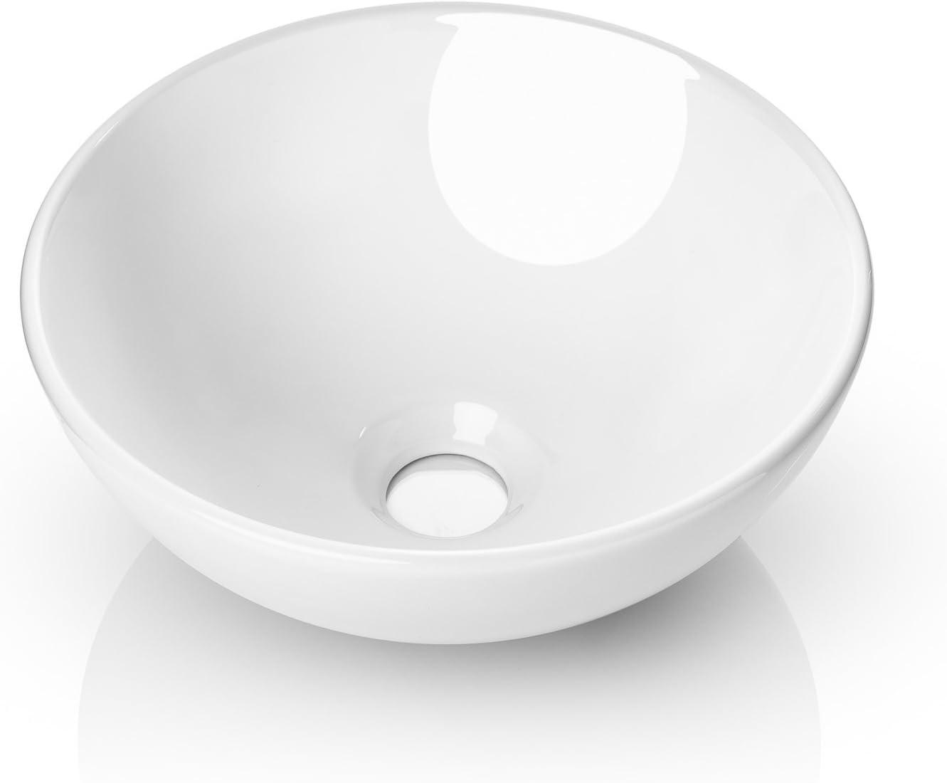 Miligore 11'' White Ceramic Circular Bathroom Sink