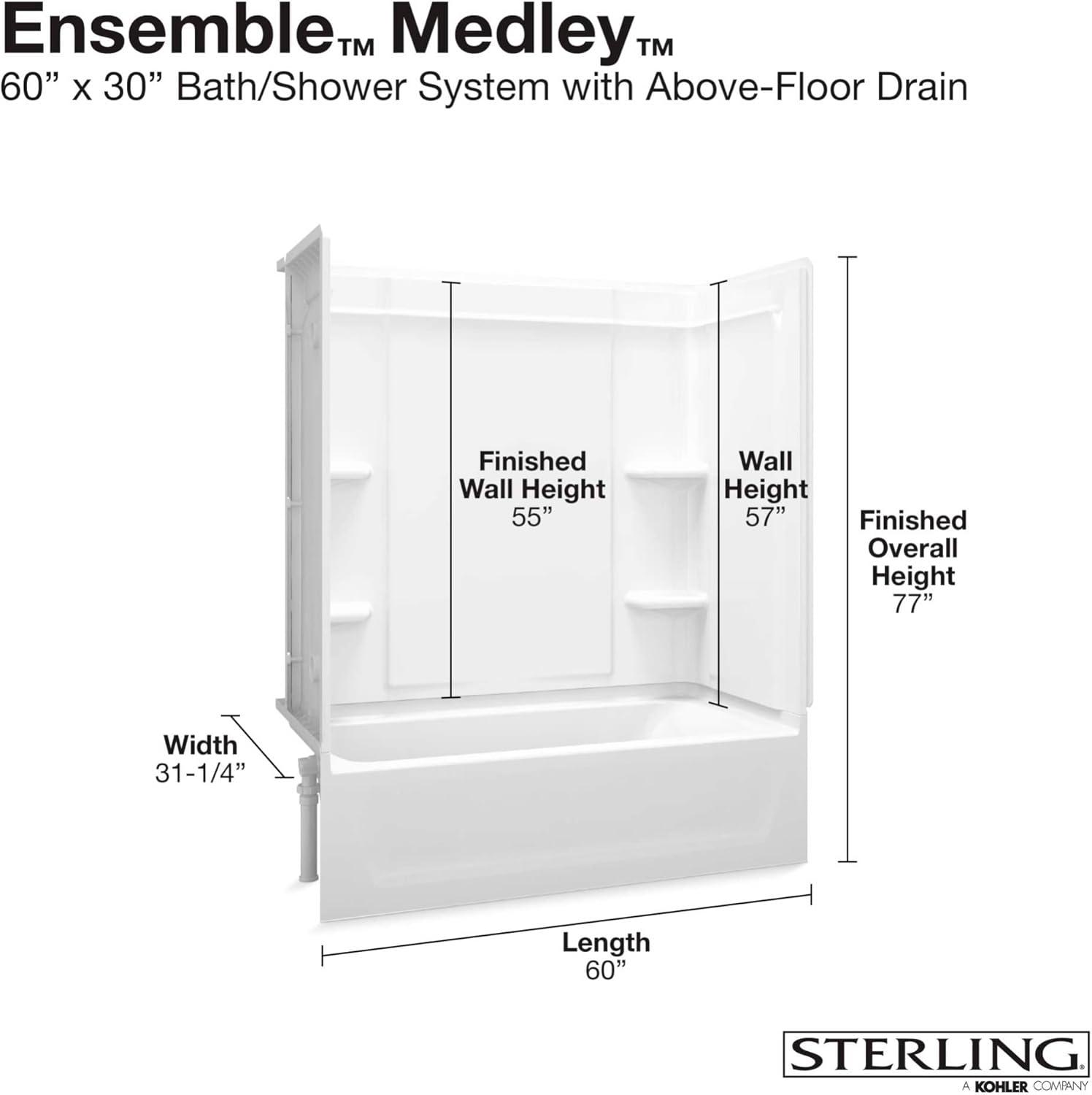 STERLING, a KOHLER Company 71370118-0 Ensemble Medley Bathtub/Shower, White