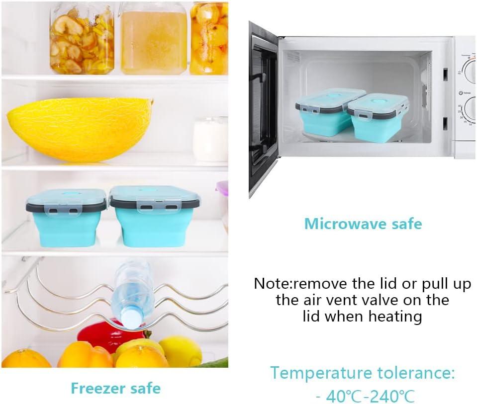 Chicmine Freezer Safe Collapsible Containers Collapsible Food Storage Containers 4pcs Collapsible Food Storage Container Set with Lids Silicone for Outdoor