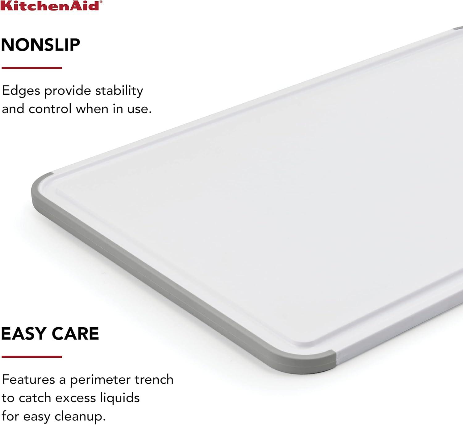 KitchenAid® Classic Nonslip Plastic Cutting Board, 12x18-Inch, White