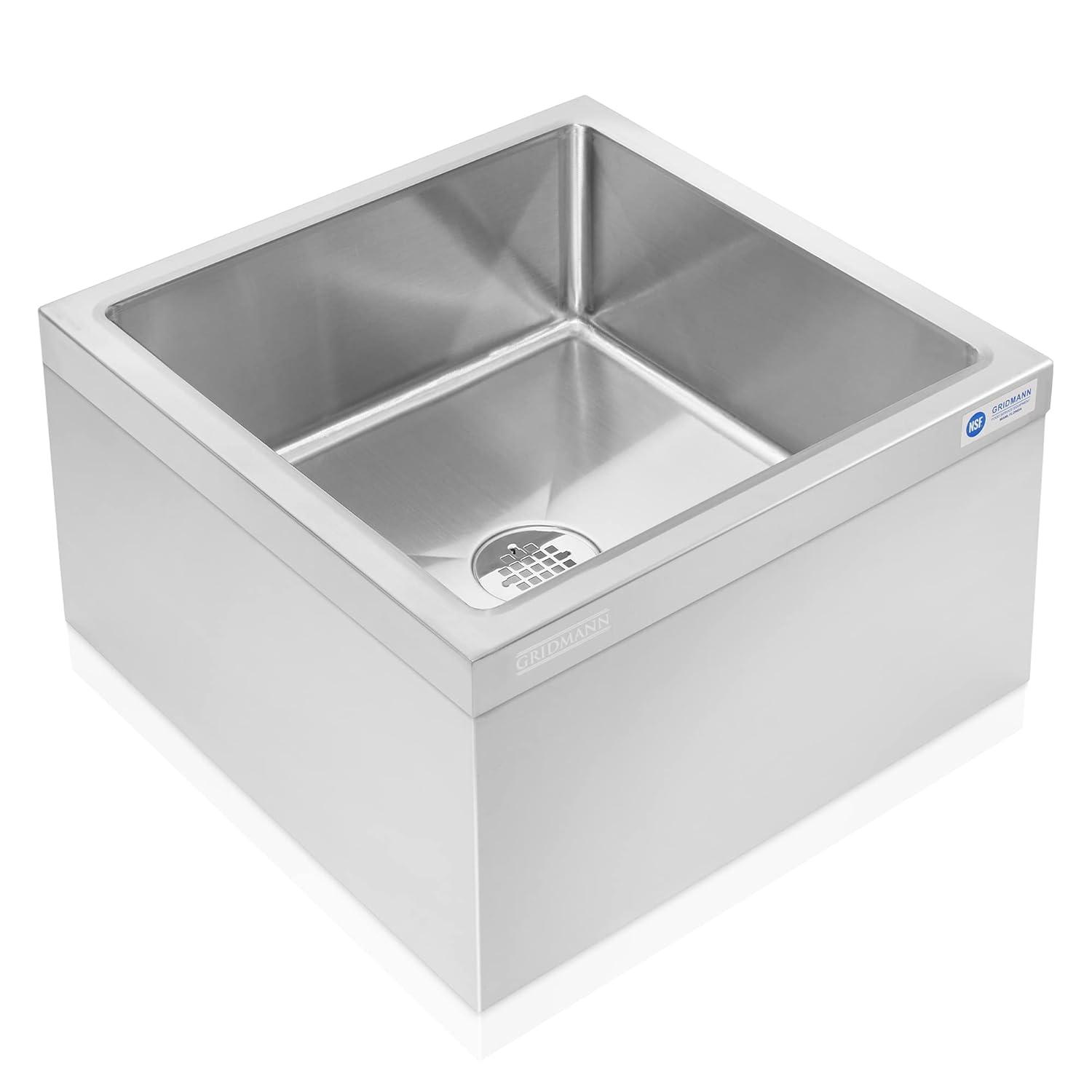 GRIDMANN 19'' L x 22'' W Floor Sink with Backsplash REST-SINK-MP-GR20