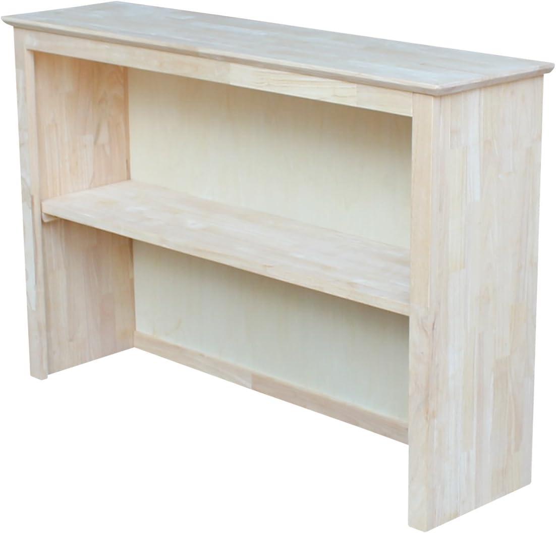 Hutch For Brooklyn Desk Unfinished - International Concepts: Hardwood, Fixed Shelf, 45"x30"