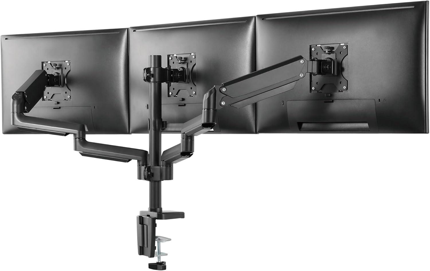 Black Triple Monitor Desk Mount with Gas Spring Arms