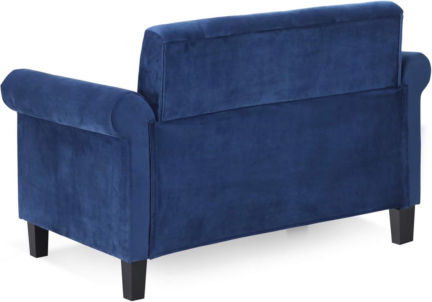 Furinno Bastia Vintage Button Tufted Loveseat, Navy Velvet