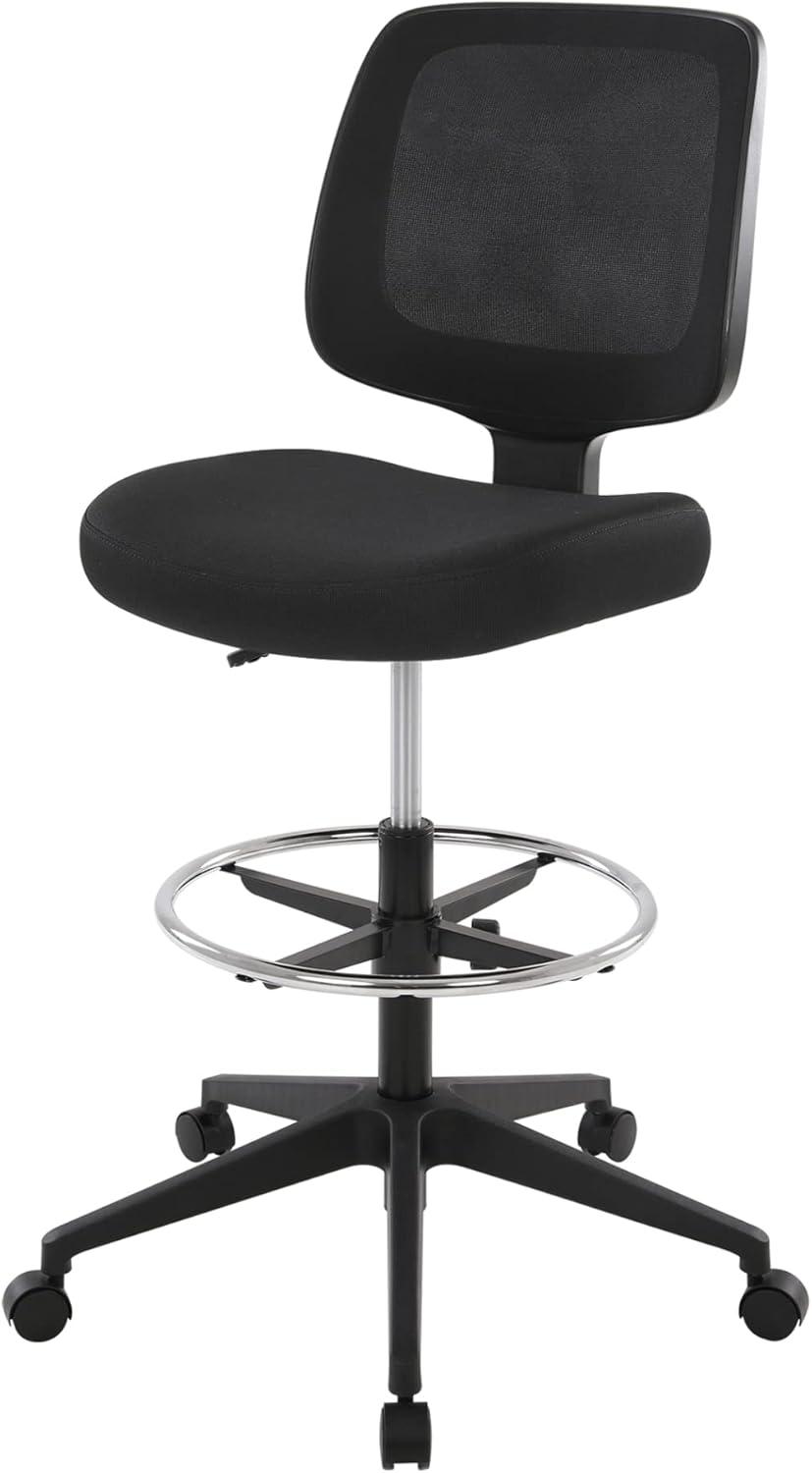 Realspace® Laristo Mesh/Fabric Mid-Back Drafting Chair, Black, BIFMA Compliant