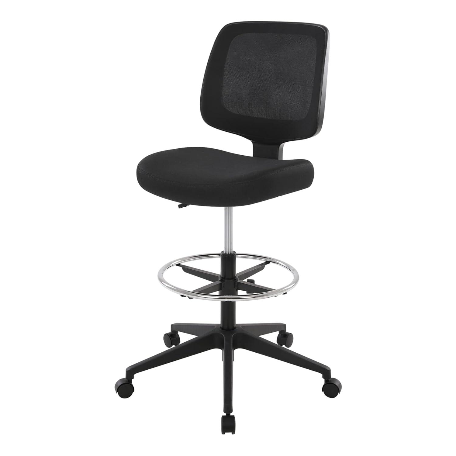 Realspace® Laristo Mesh/Fabric Mid-Back Drafting Chair, Black, BIFMA Compliant