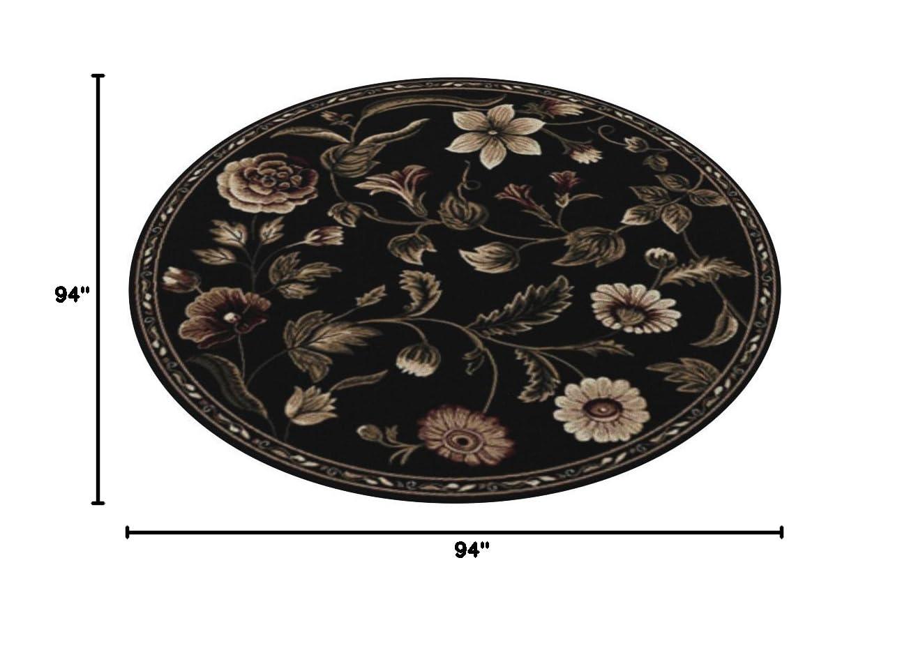 Home Dynamix Optimum Amell Traditional Floral Area Rug, Black/Green, 7'10" Round