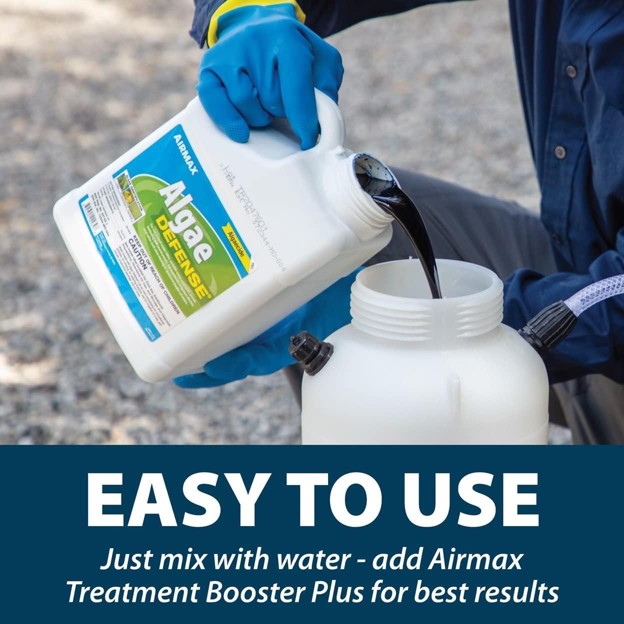 Airmax Algae Defense Pond Algae Control Treatment, For Clearer Pond Water, EPA Registered Algaecide Water Treatment, Safe for Use in Ponds Containing Fish and Plants, Treats 8000 sq ft, 1 Gallon