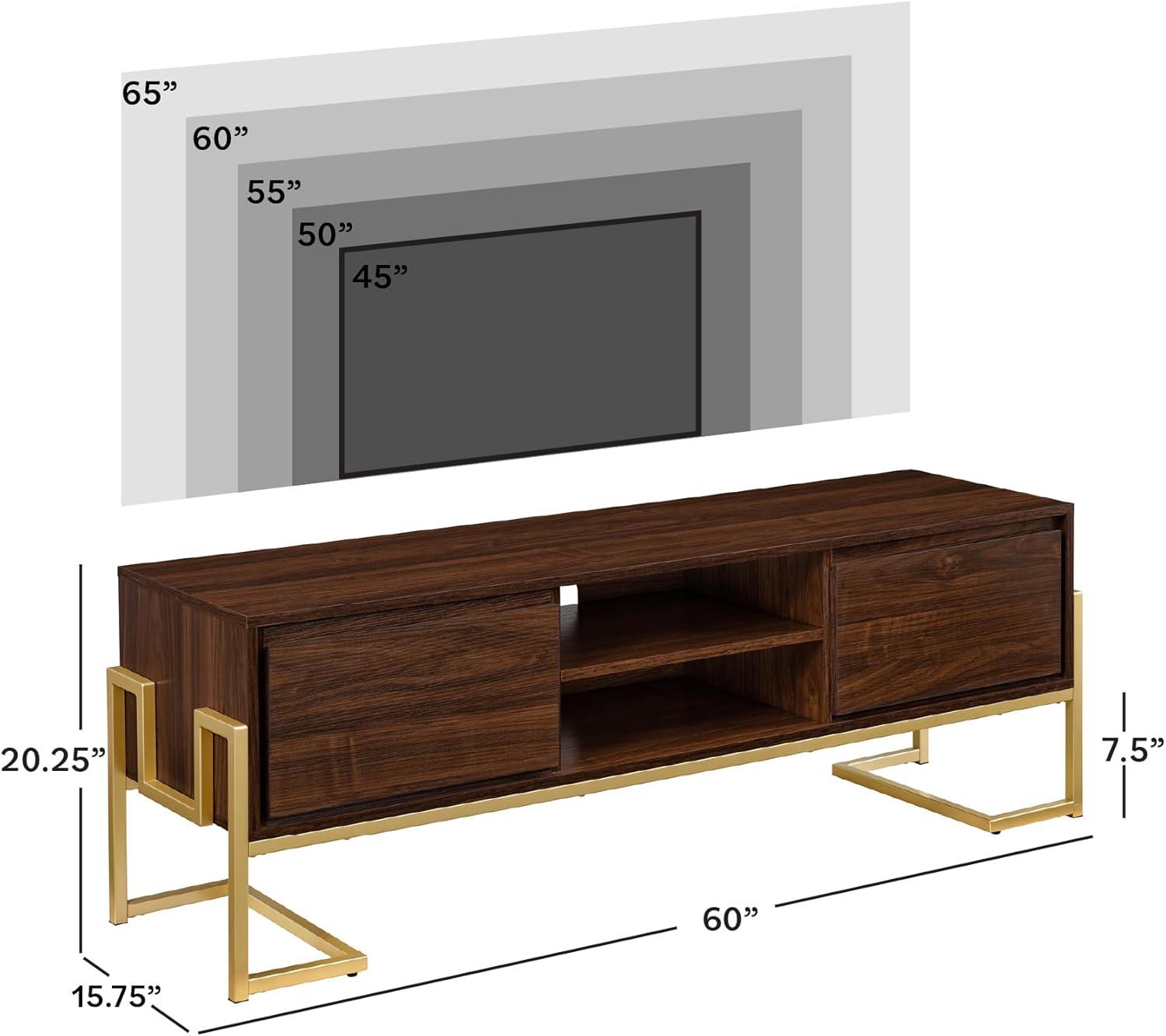 Pemberly Row 60" 2-Drawer Modern Wood Media Console - Dark Walnut