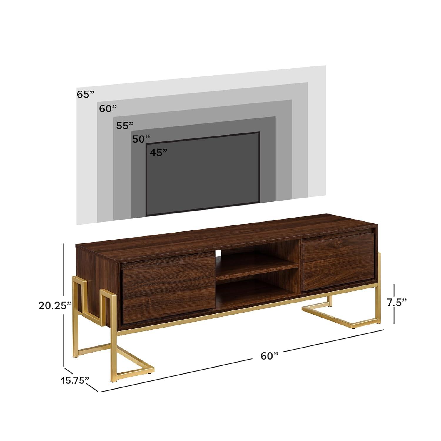 Pemberly Row 60" 2-Drawer Modern Wood Media Console - Dark Walnut