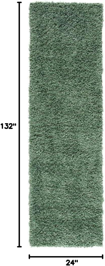 August Shag AUG200 Power Loomed Indoor Runner Rug - Green - 2'x11' - Safavieh