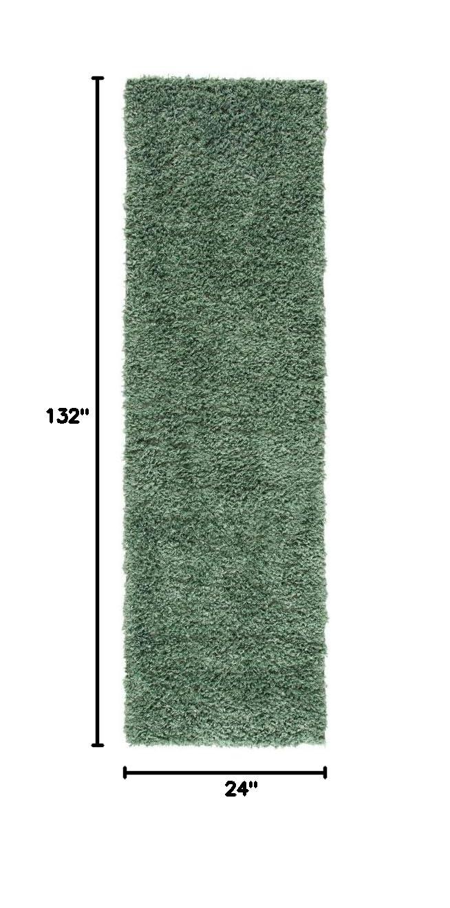 August Shag AUG200 Power Loomed Indoor Runner Rug - Green - 2'x11' - Safavieh