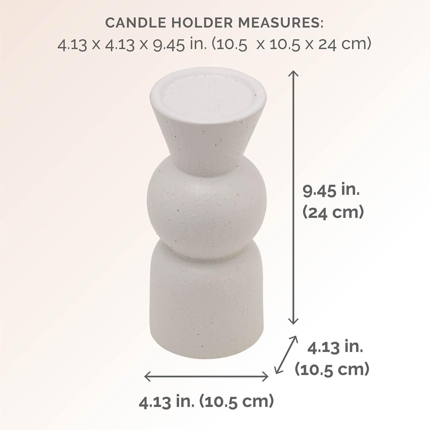 Elegant White Ceramic Sphere Candlestick, 9 Inch