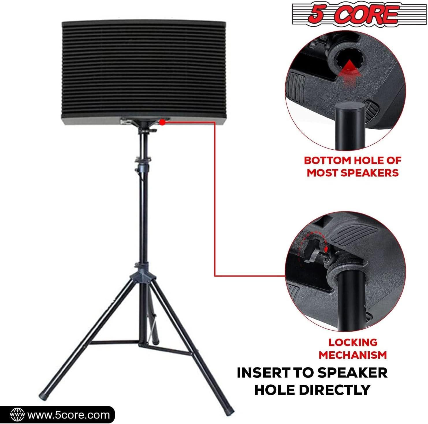 Arlmont & Co. 5 Core Speaker Stand Height Adjustable PA DJ Tripod Studio Monitor Stands w 35mm Compatible Insert