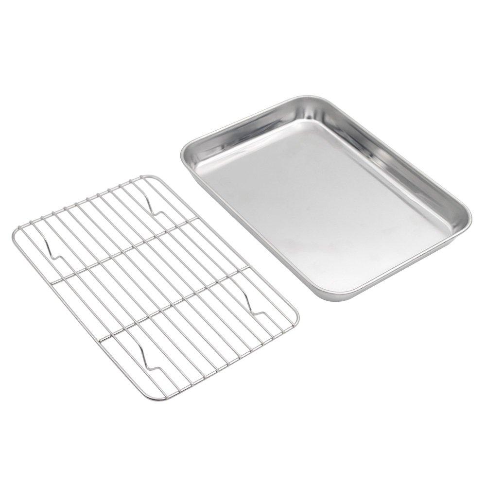 Mlfire Baking Sheets and Racks Set Stainless Steel Baking Sheet Chef Baking Sheet with Wire Rack Set for Oven and Dishwasher Non Toxic Heavy Duty Easy Clean Cooling Rack Set