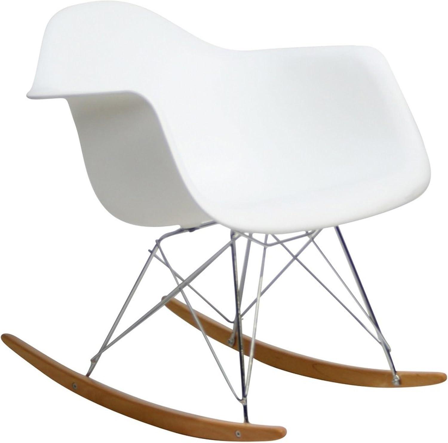 LeCeleBee -Century Modern Molded Plastic Kid's Size Lounge Chair Rocker in White