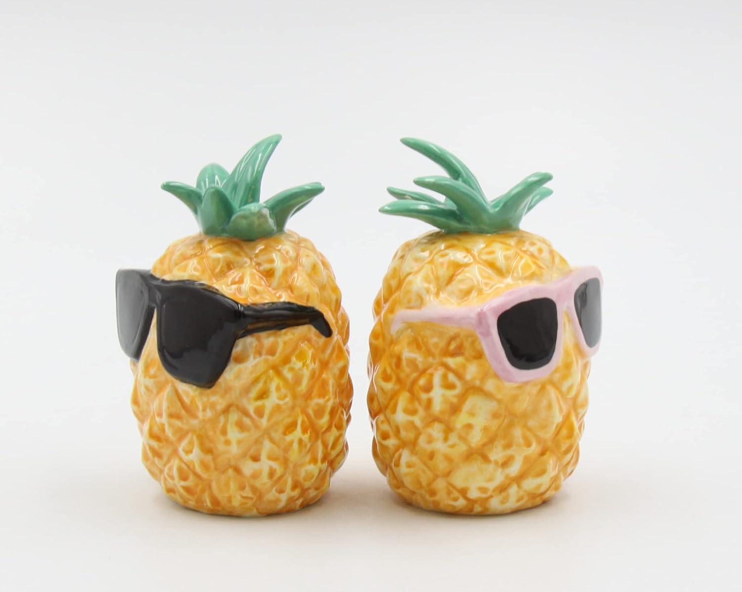 Kevins Gift Shoppe Ceramic Pineapples Wearing Sunglasses Salt and Pepper Shakers